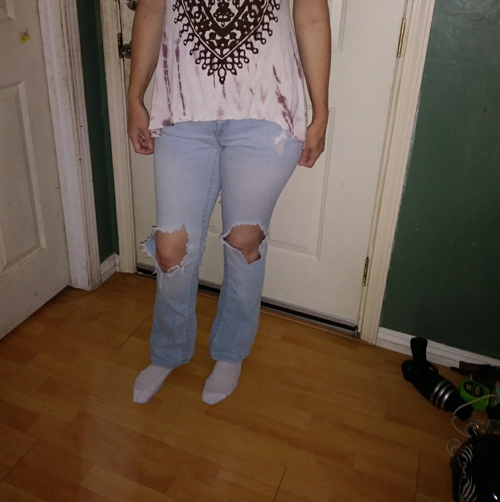 Mudd Size 9 Destroyed Flare Light Washed Jeans